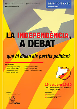 19 d'octubre 2012   'La independència, a debat. Què hi diuen els partits polítics?'