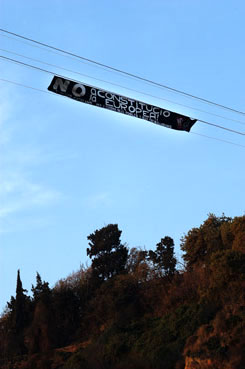 Acció als cables de l’Aeri de Montjuïc de Barcelona